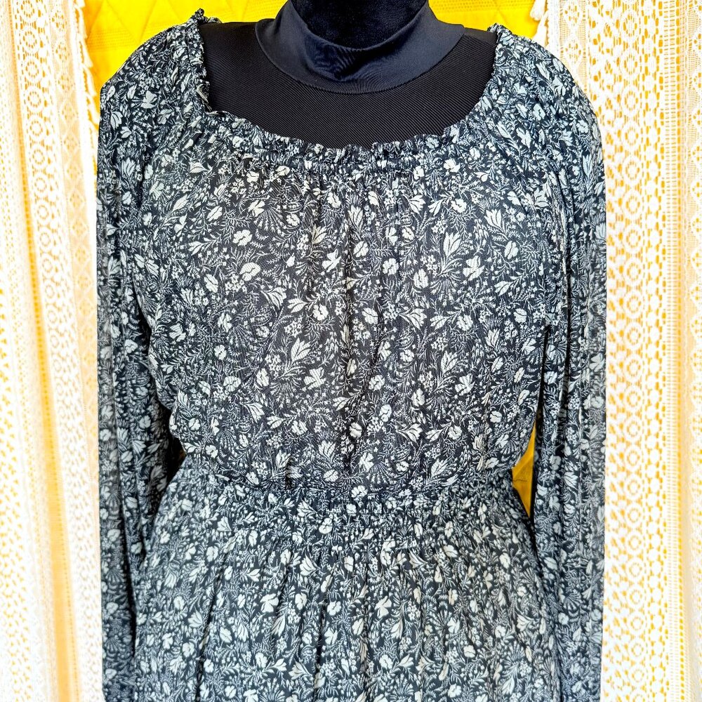 Knox Rose Black Floral Tiered Prairie Maxi Dress Size XL - Cottagecore - Picture 5 of 11